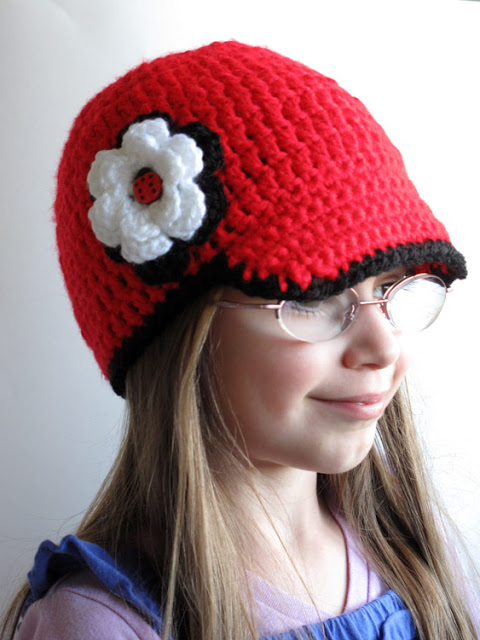 Crochet Ladybug Newsboy Cap