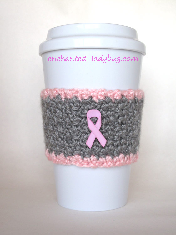 Free Pattern: Breast Cancer Awareness Pink Ribbon Cup Cozy
