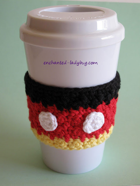 Free Crochet Mickey Mouse Coffee Cup Cozy Pattern