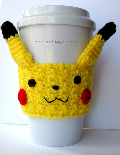 Free Crochet Pikachu Coffee Cup Cozy Pattern