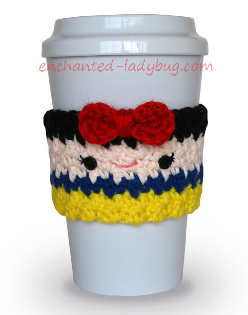 Free Crochet Snow White Coffee Cup Cozy Pattern