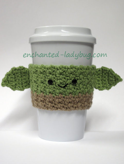 Free Crochet Yoda Coffee Cup Cozy Pattern