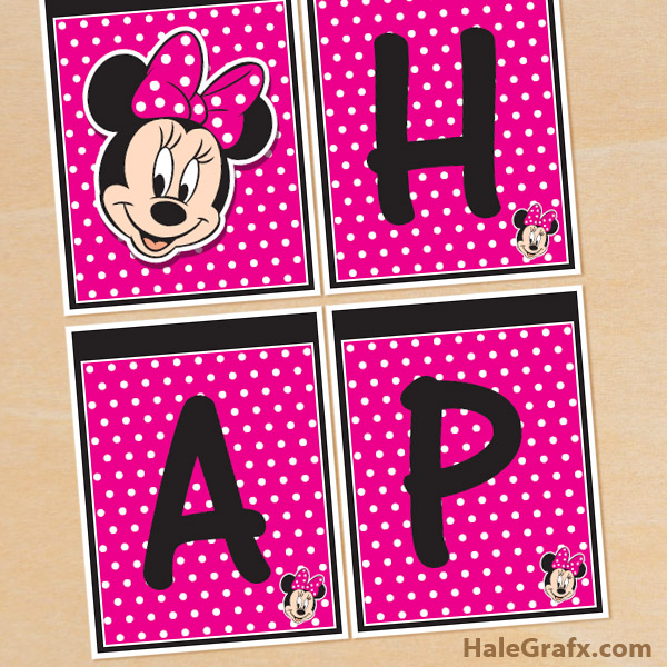 FREE Printable Minnie Mouse Birthday Banner