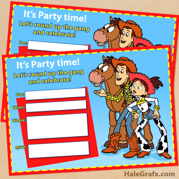toy story woody invite Free Printable Toy Story Woody and Jessie Invitation