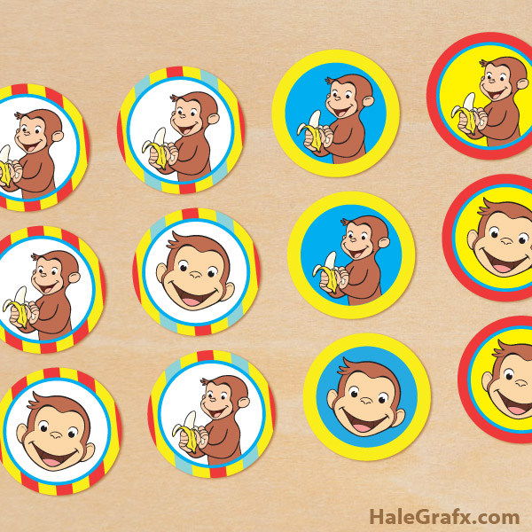 curious george cupcake tops FREE Printable Curious George Cupcake Toppers