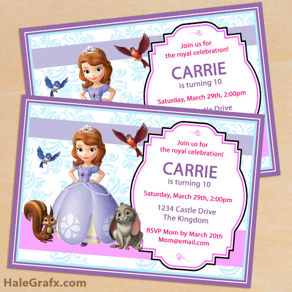 FREE Printable Sofia the First Birthday Invitation Pack