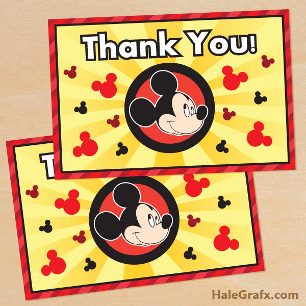 FREE Printable Mickey Mouse Thank You Card