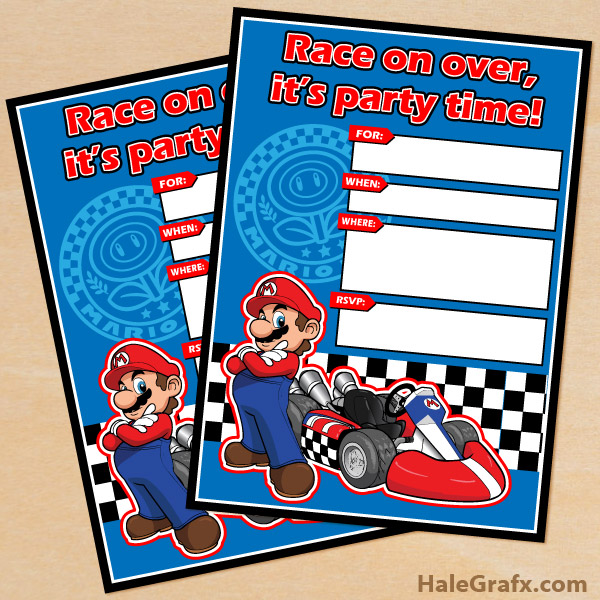 FREE Printable Mario Kart Birthday Invitation Set