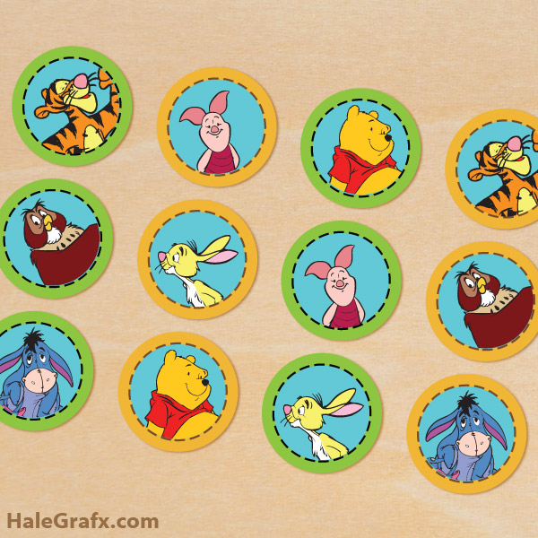FREE Printable Winnie the Pooh Cupcake Toppers
