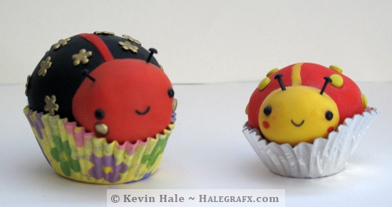 Clay ladybug cupcakes