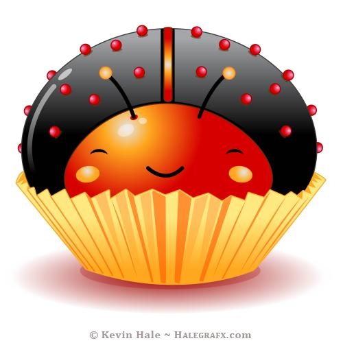 Kawaii black ladybug cupcake