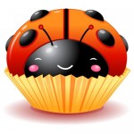 Kawaii Ladybug Cupcake Illustrations