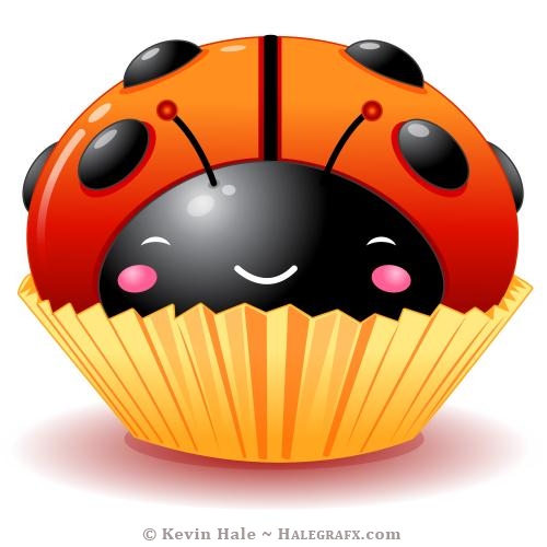 Kawaii ladybug cupcake large candy spots