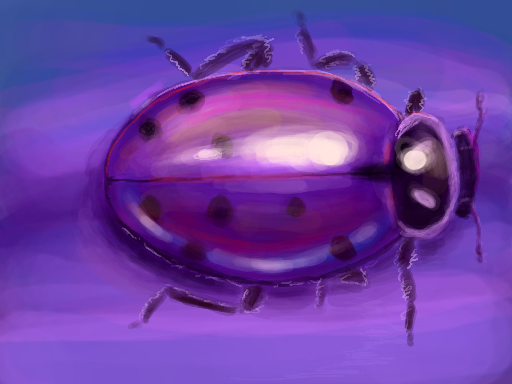Purple and blue convergent ladybug drawn on Nintendo DS