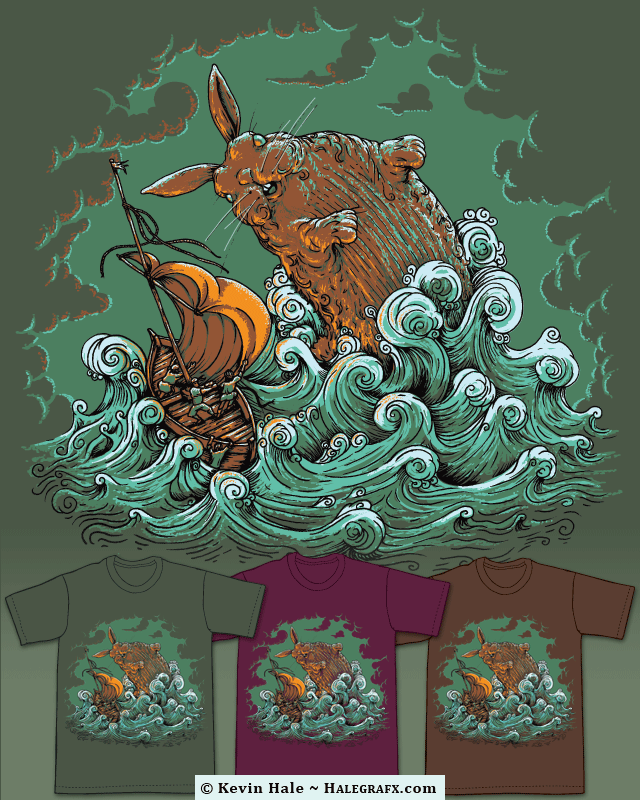 Sea Bunny Attack! Threadless Shirt Design Submission
