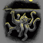 Octo-Puss, Cat and Octopus Sea Monster Illustration
