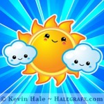 Kawaii Sun and Clouds Illustration