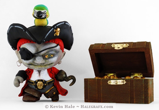 Pirate Color Blanks figure with treasure chest.