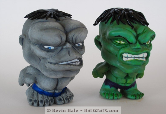 Green and Gray Hulk Color Blanks figures