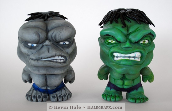 Green and Gray Hulk Color Blanks figures