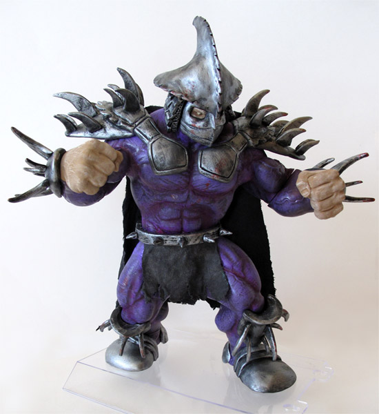 Custom Super Shredder using Hulk figure, polymer clay, spray and acrylic paint.