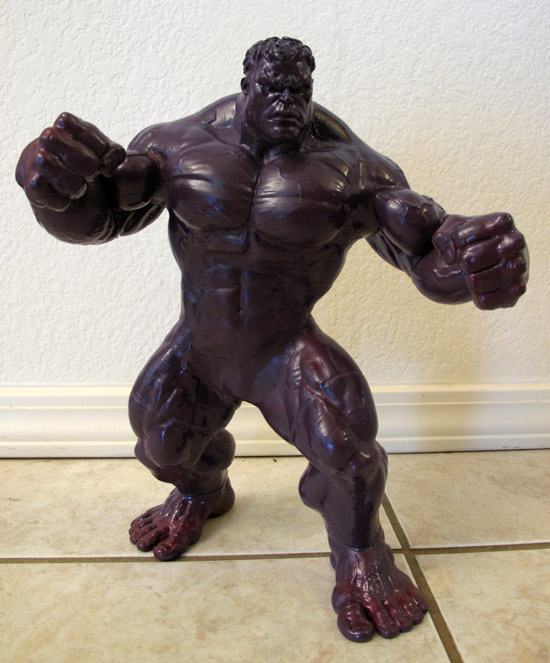 2003 13" Hulk Figure used for Super Shredder coated with purple spray paint.