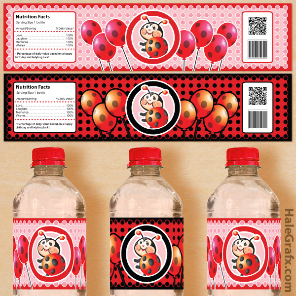 free printable ladybug water bottle labels