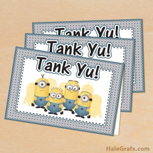 Free printable minion thank you cards