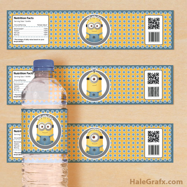 Birthday Party Favors 20 CT Printed Labels Minions Water Bottle Labels Minions Party Supplies