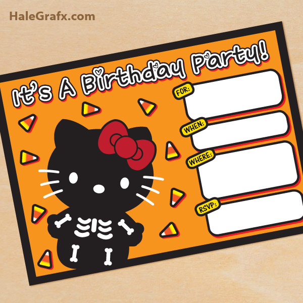 FREE Printable Halloween Hello Kitty invitation Set