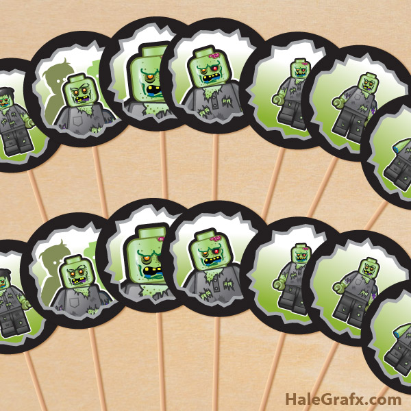 FREE Printable LEGO Zombie Cupcake Toppers