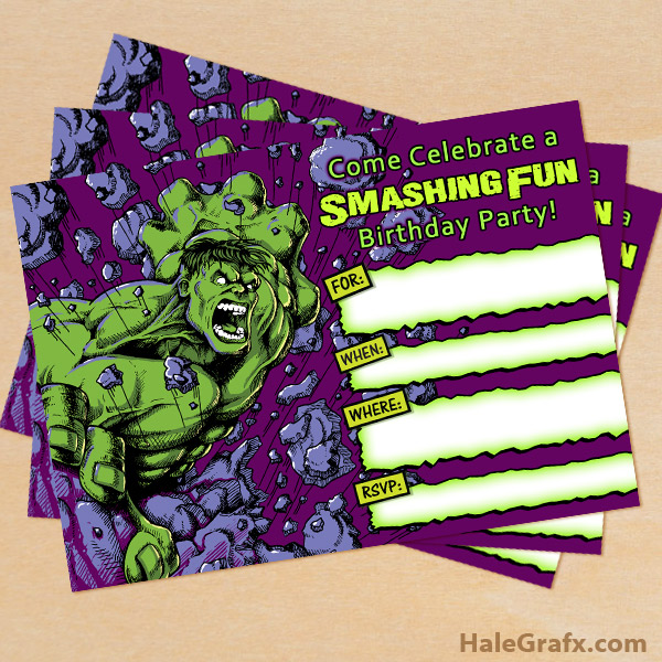 FREE Printable Incredible Hulk Birthday Invitation