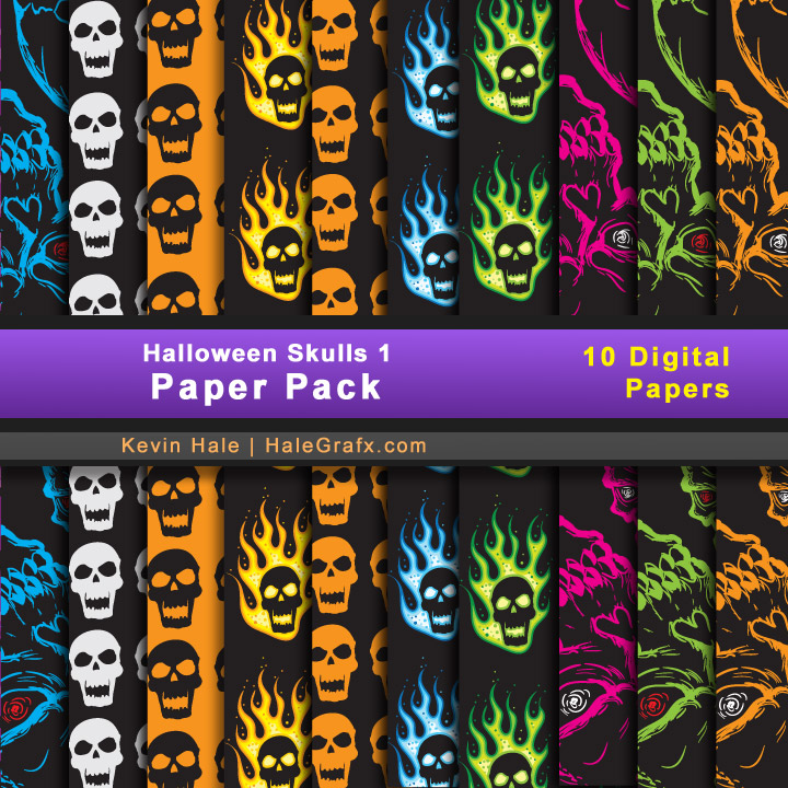 FREE Halloween Skulls Digital Paper Pack