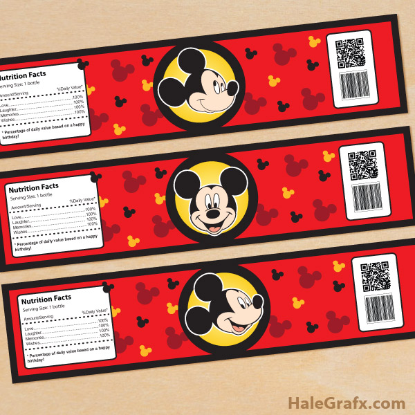 Free Printable Mickey Mouse Water Bottle Labels Free Printable Mickey Mouse Water Bottle Labels