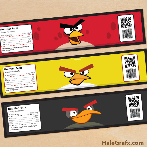FREE Printable Angry Birds Water Bottle Labels