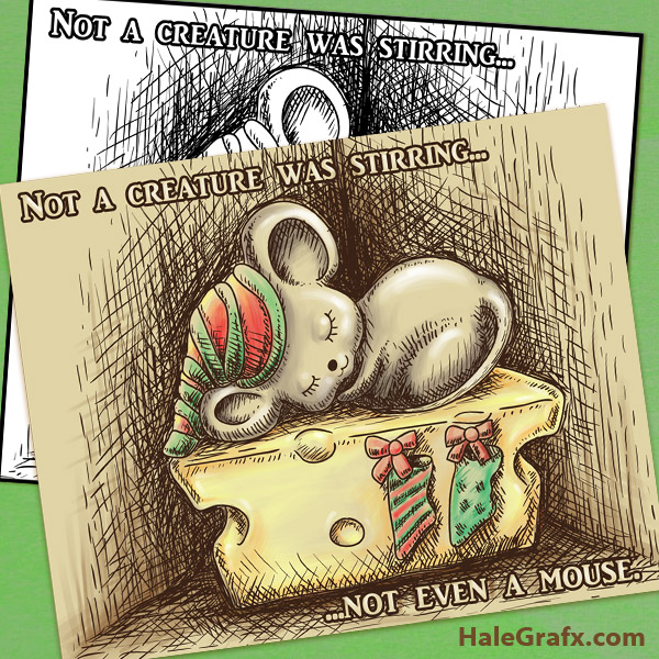FREE Printable Christmas Mouse Art and Coloring Page