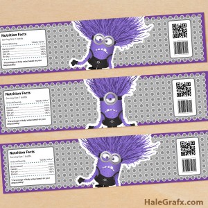 Free printable evil minion water bottle labels