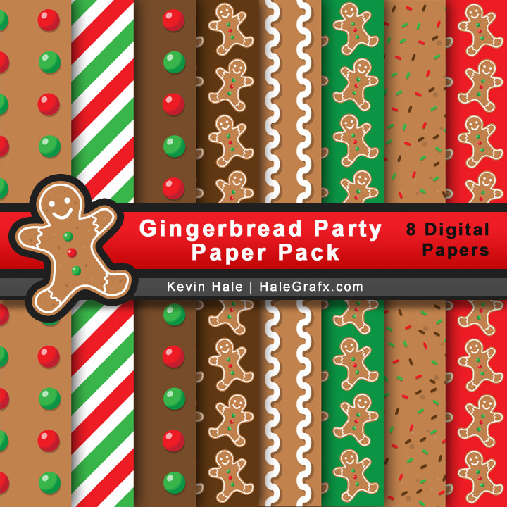 FREE Christmas gingerbread Party Digital Paper Pack