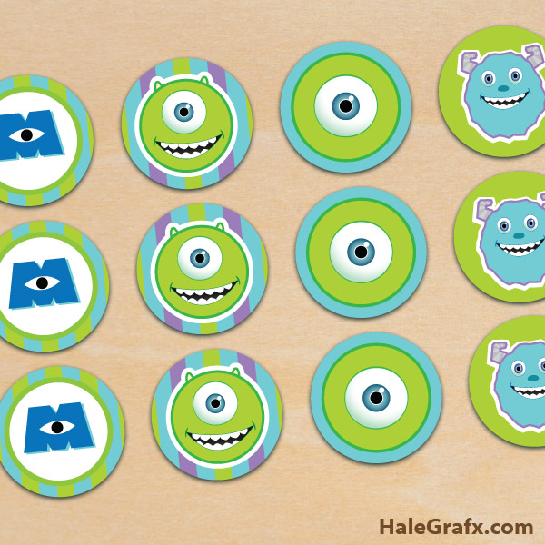 FREE Printable Monsters Inc Cupcake Toppers