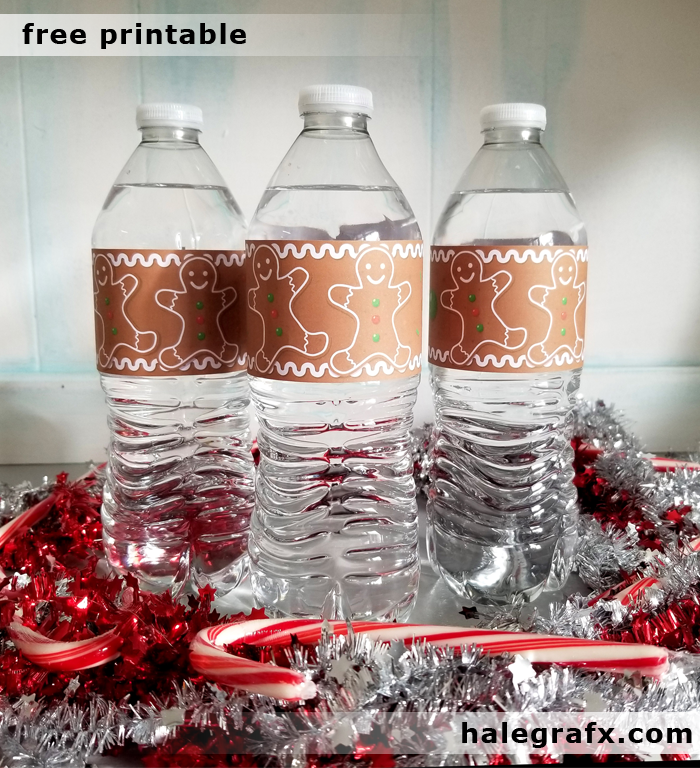 FREE Printable Christmas Gingerbread Party Water Bottle Labels FREE Printable Christmas Gingerbread Party Water Bottle Labels