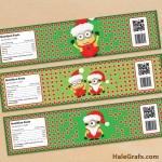 FREE Printable Christmas Minions Water Bottle Labels