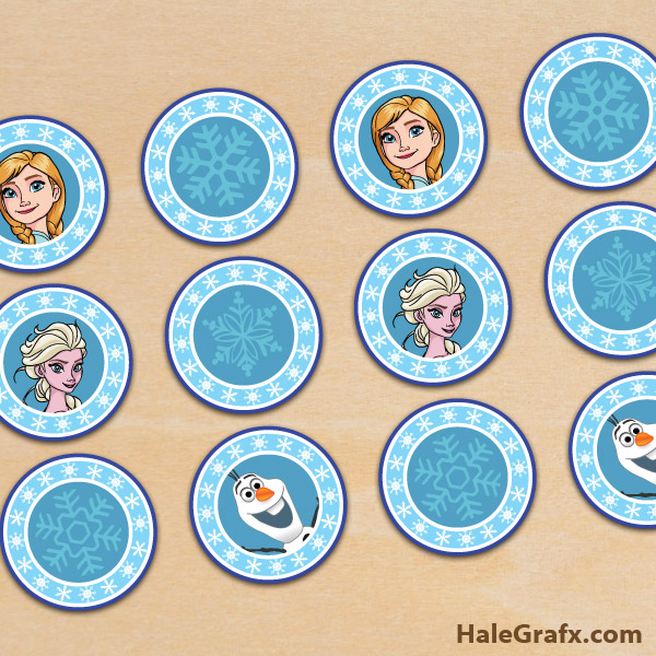 FREE Printable Frozen Elsa and Anna Cupcake Toppers
