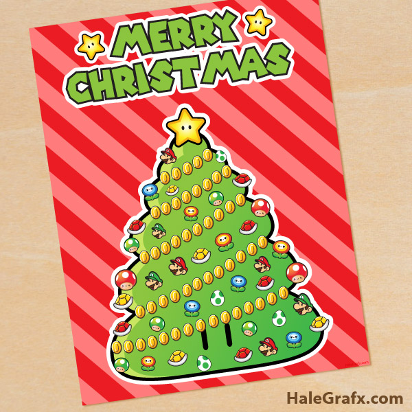 FREE Super Mario Bros. Christmas Tree Printable