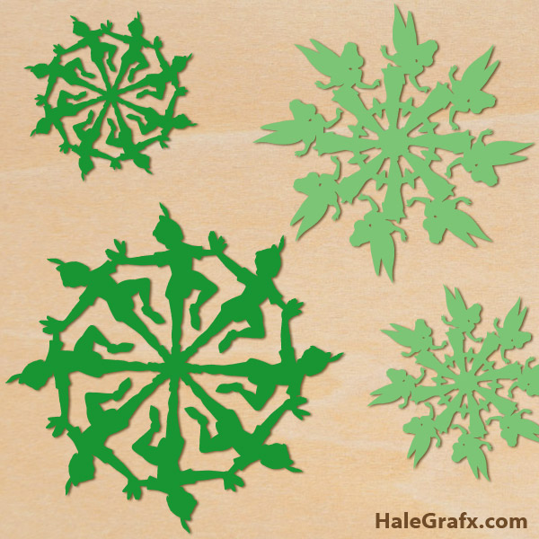 Download FREE Christmas Peter pan and Tinkerbell Snowflake SVG Pack