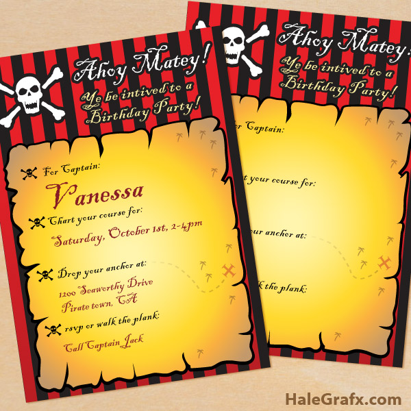 FREE Printable Pirate Birthday Invitation