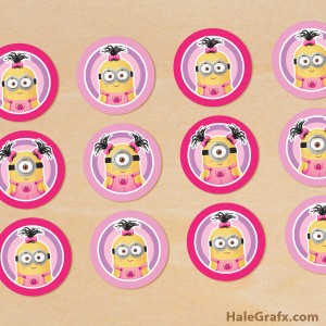 Free printable girl minion cupcake toppers