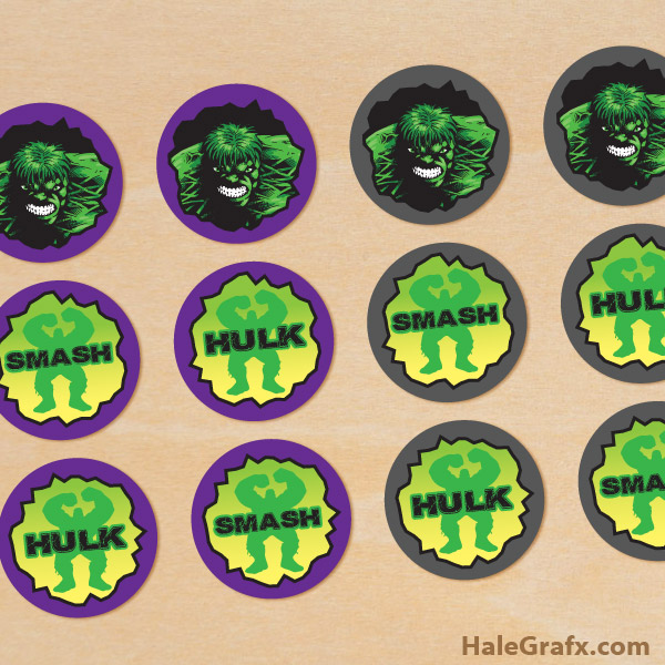 FREE Printable Incredible Hulk Cupcake Toppers