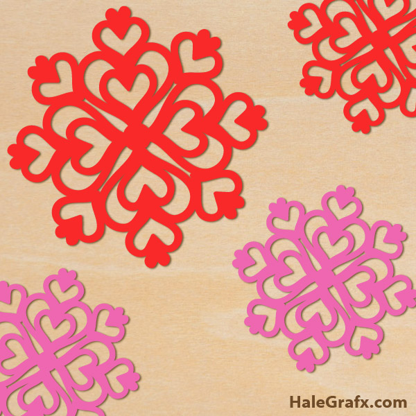 Download FREE Valentine's Day Hearts Snowflake SVG File