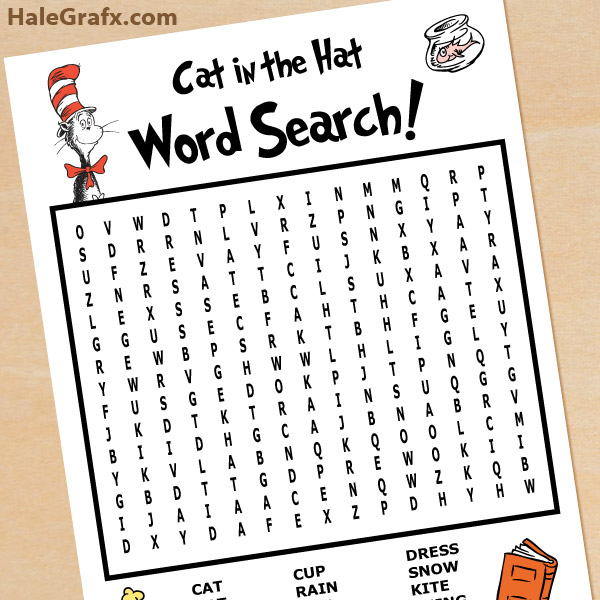 FREE Printable Cat in the Hat Word Search - Dr. Seuss