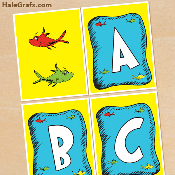 Download Free Printable Dr Seuss Fish Alphabet Banner Pack